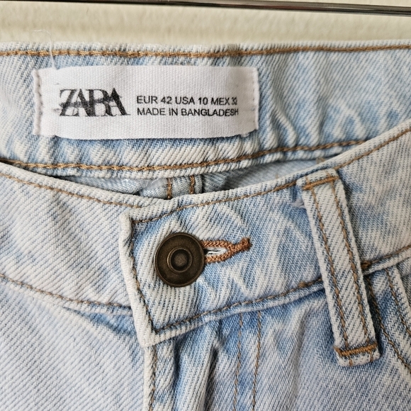 Zara Denim Mon Jean Distressed Light Blue Women's 10x27 - Picture 2 of 9